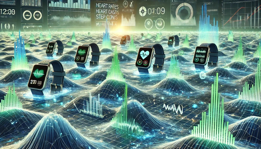 a roiling sea of digital watches, data and graphs